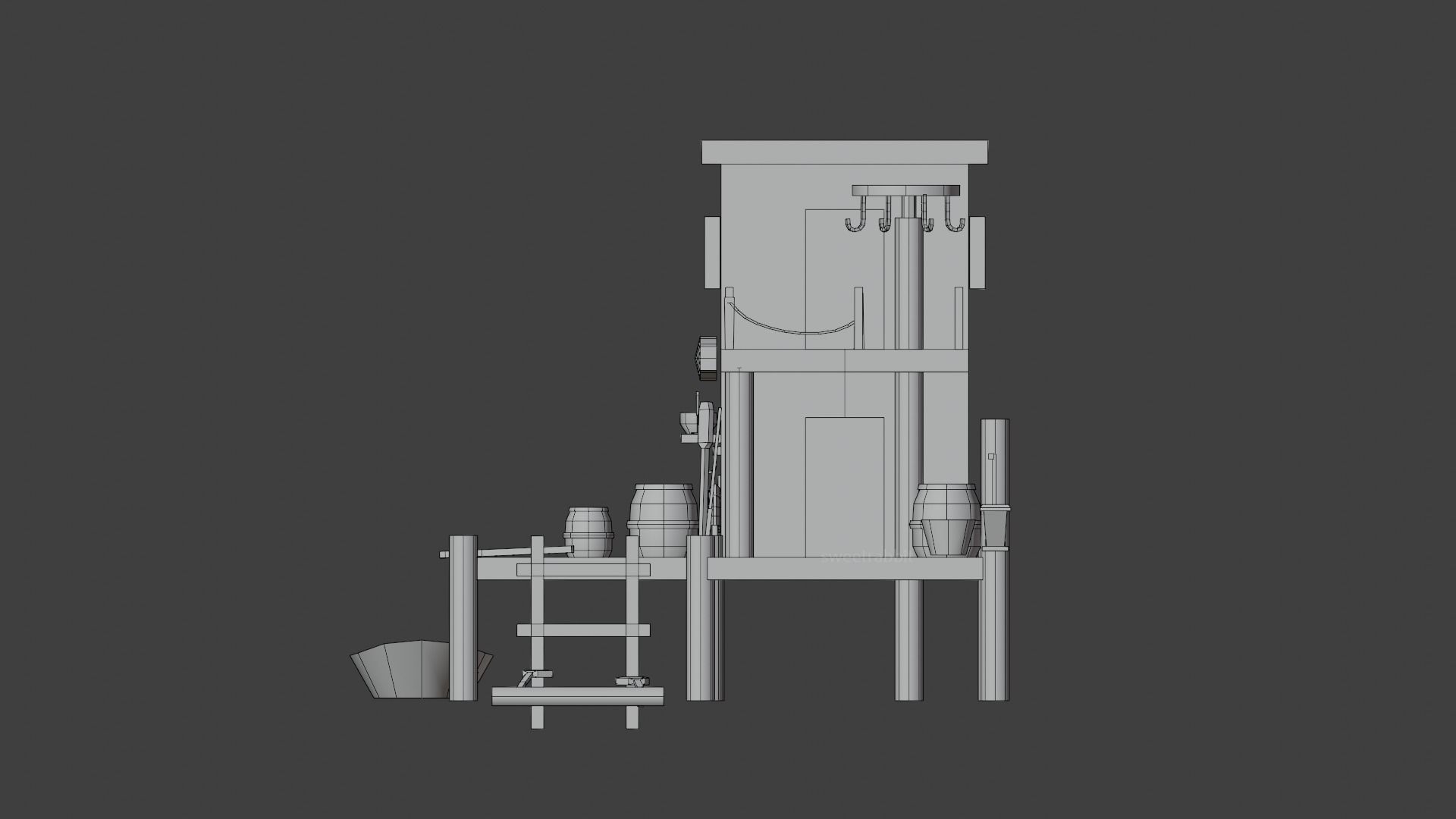 Fishing hut Low-poly 3D model_8