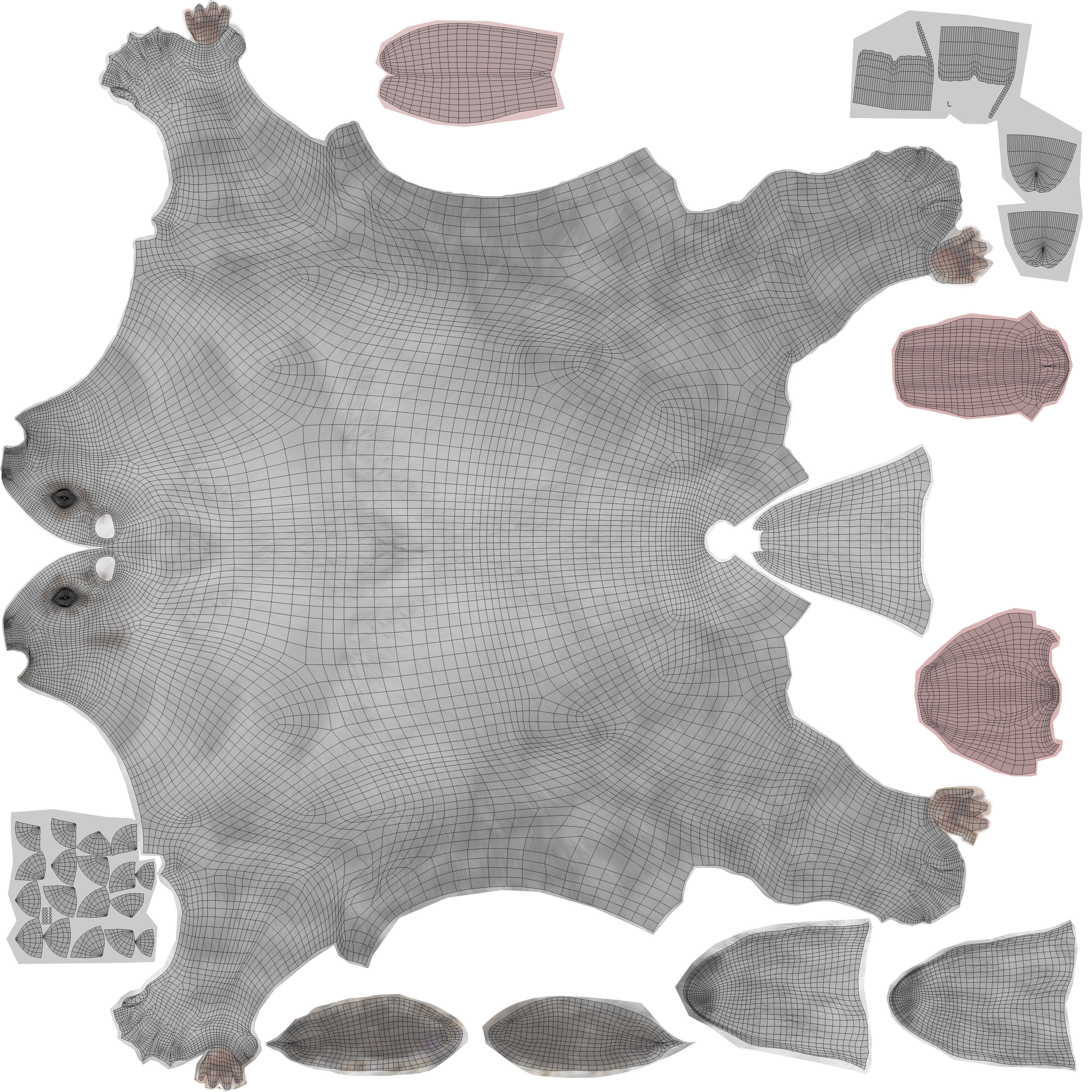 Fur Rabbit Gray V05 Rigged and Animation Low-poly 3D model_21