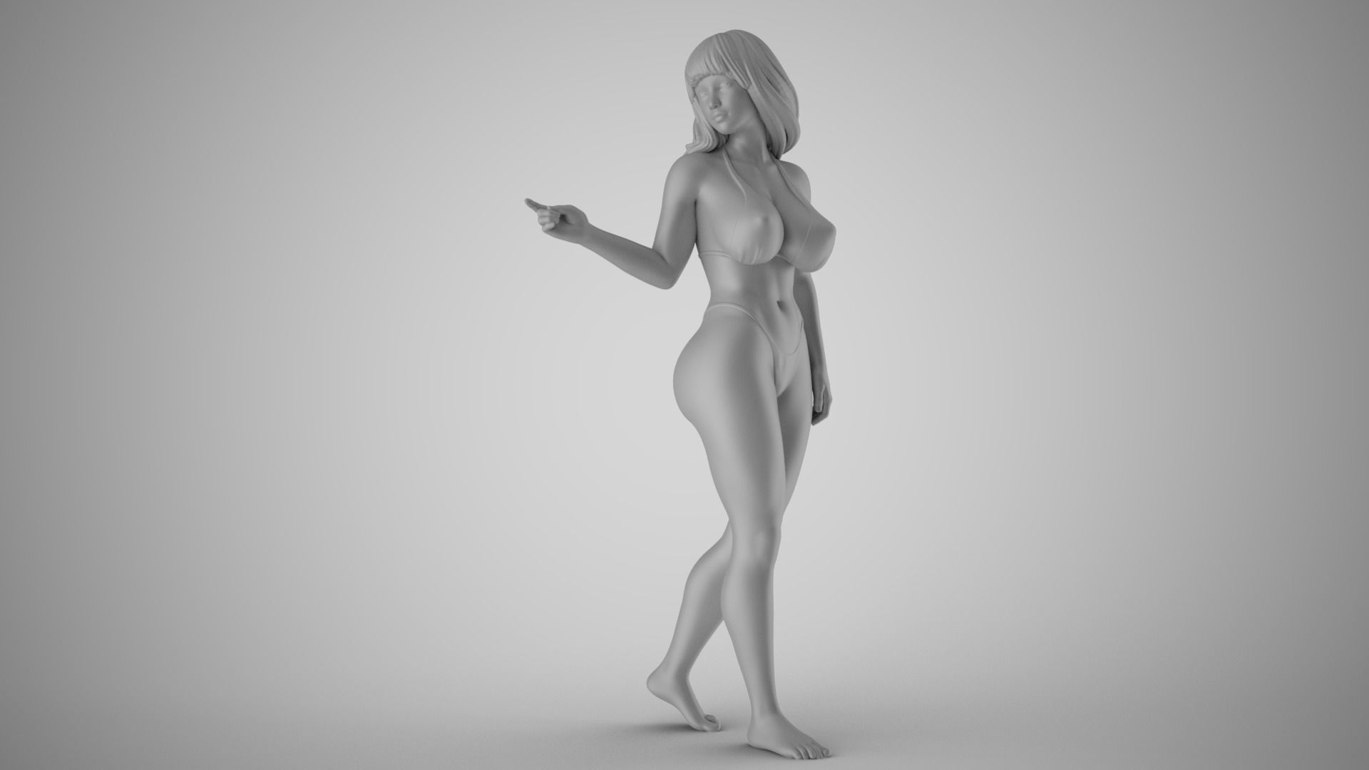 Woman Showing Back Side 3D print model_2