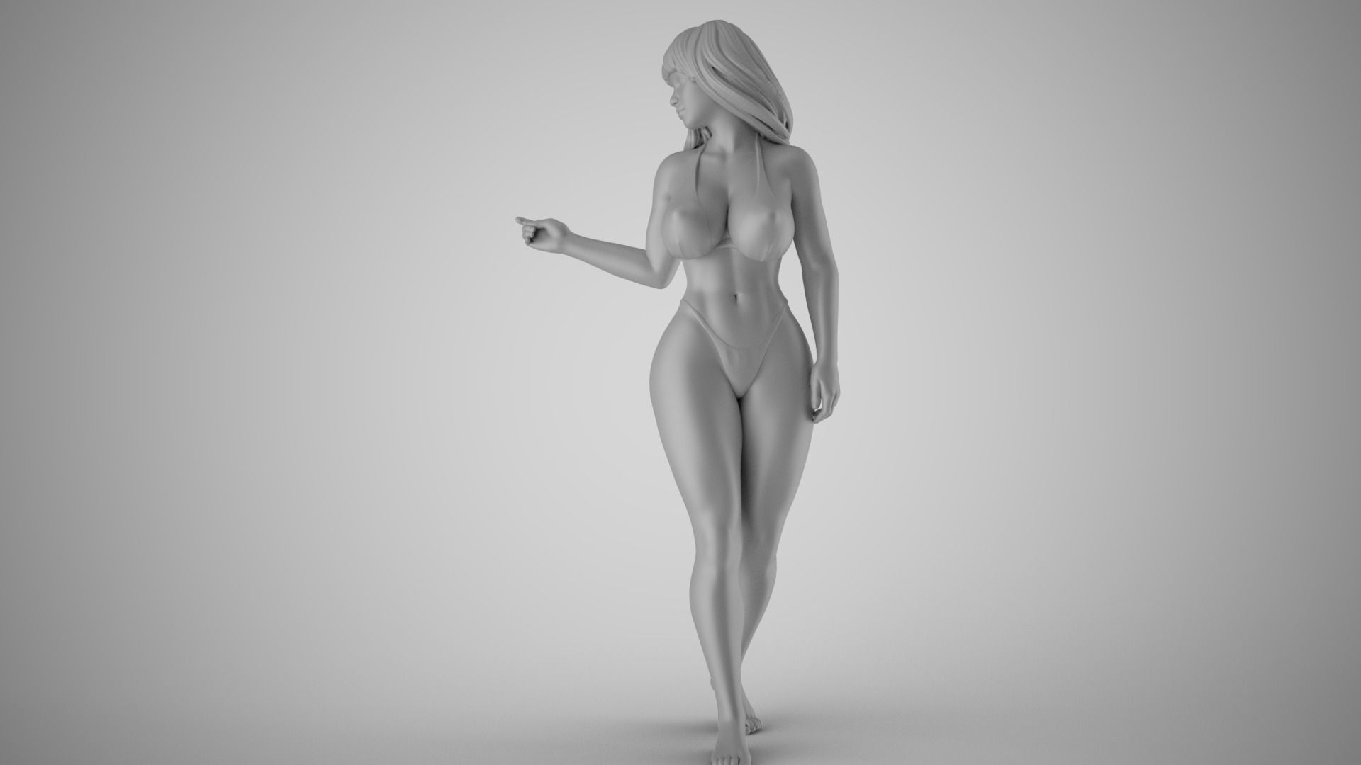 Woman Showing Back Side 3D print model_1