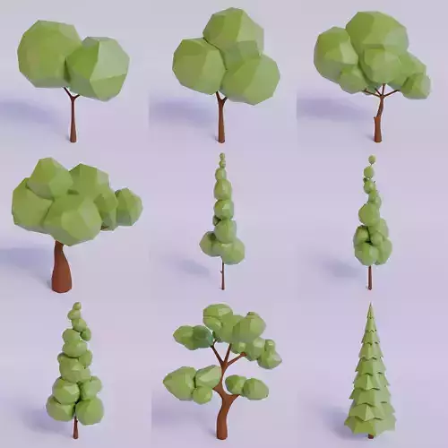 lowpoly tree set polygonal