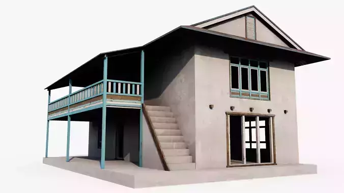Mountain Hotel Low-poly 3D model