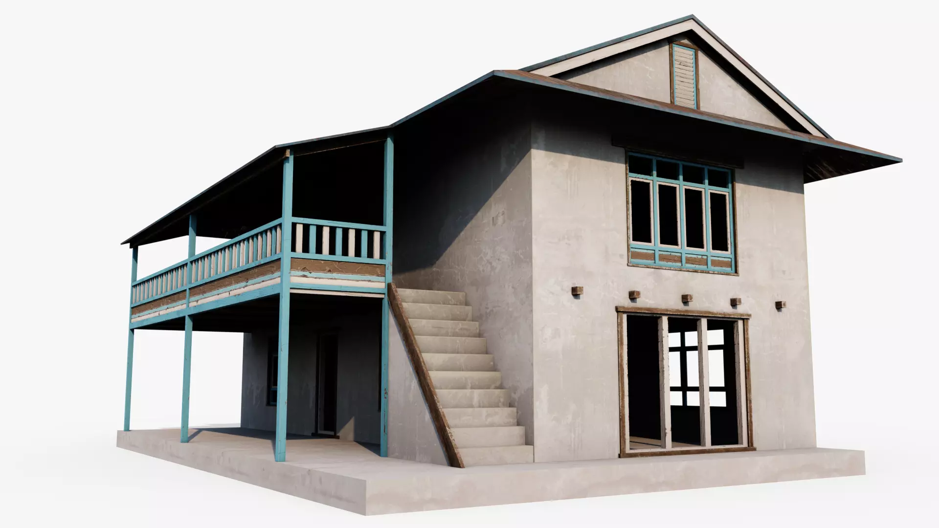 Mountain Hotel Low-poly 3D model_0