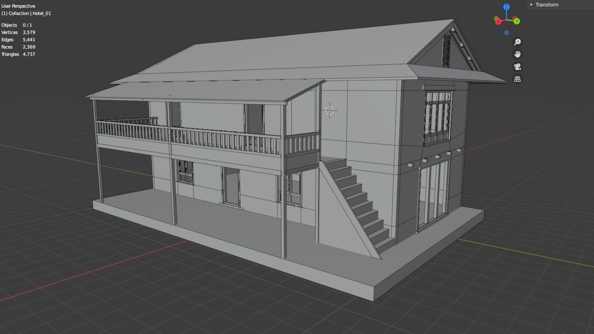 Mountain Hotel Low-poly 3D model_12