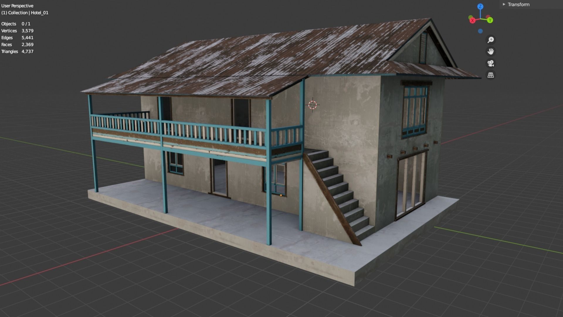 Mountain Hotel Low-poly 3D model_11