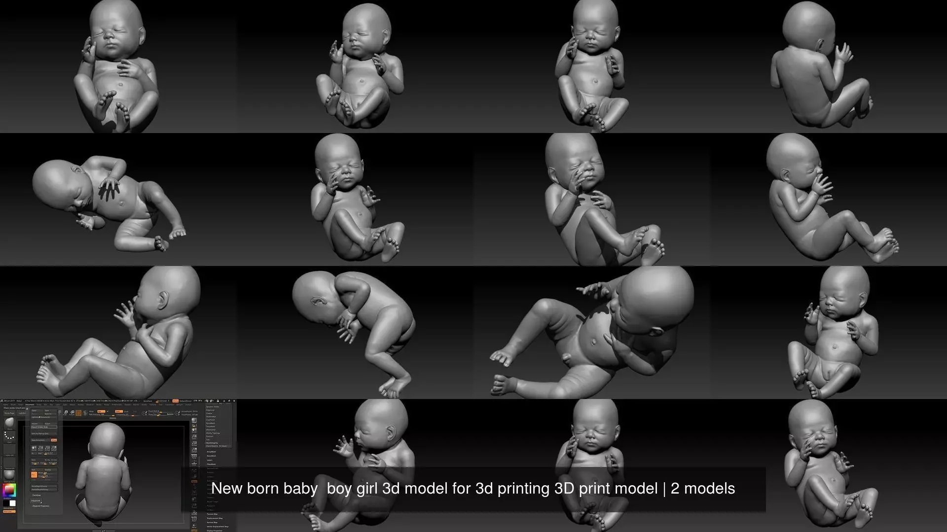 New born baby  boy girl 3d model for 3d printing 3D print model 3D Model Collection_0