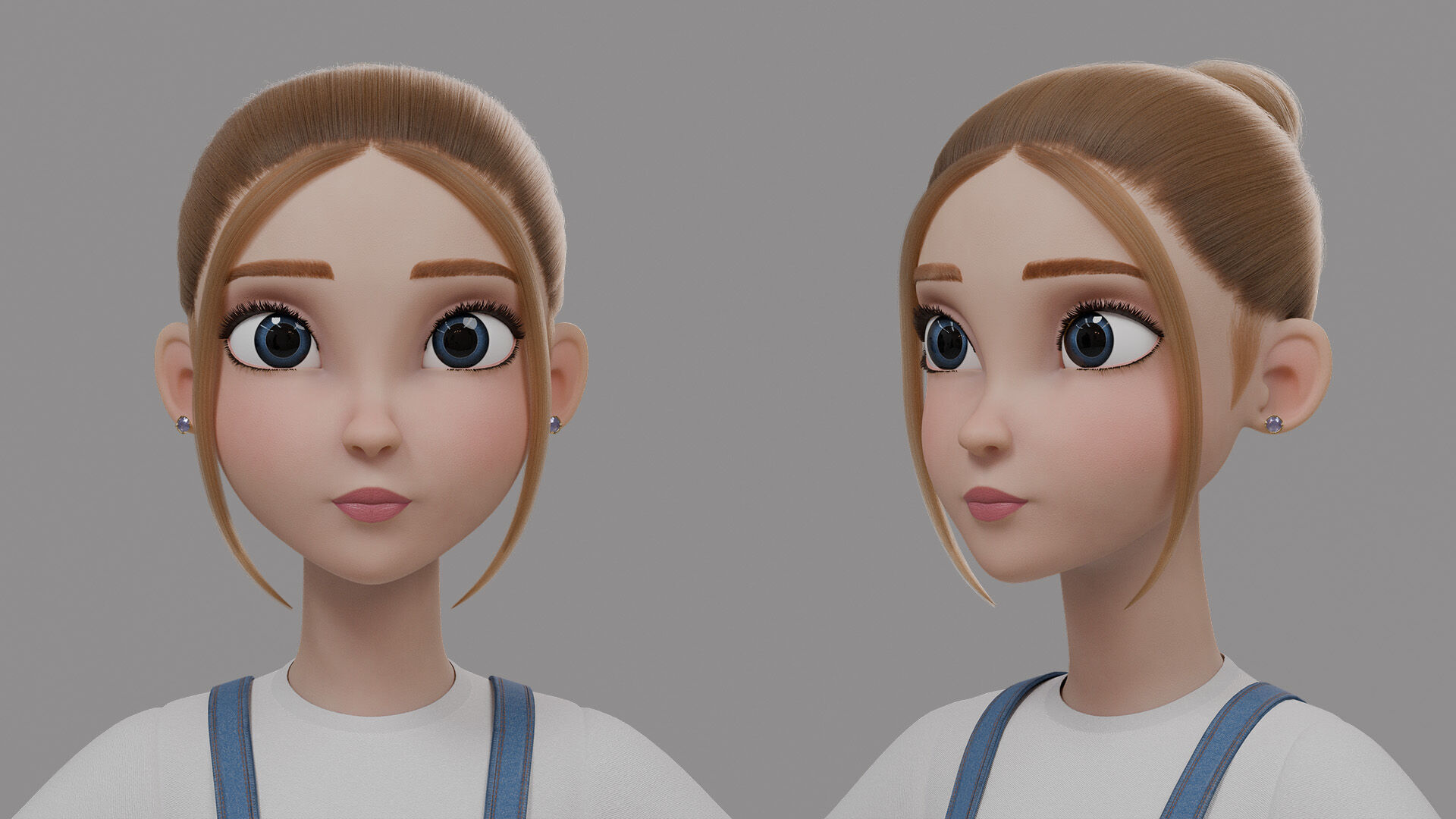 Teen Stylized Girl Rigged Low-poly 3D model_6