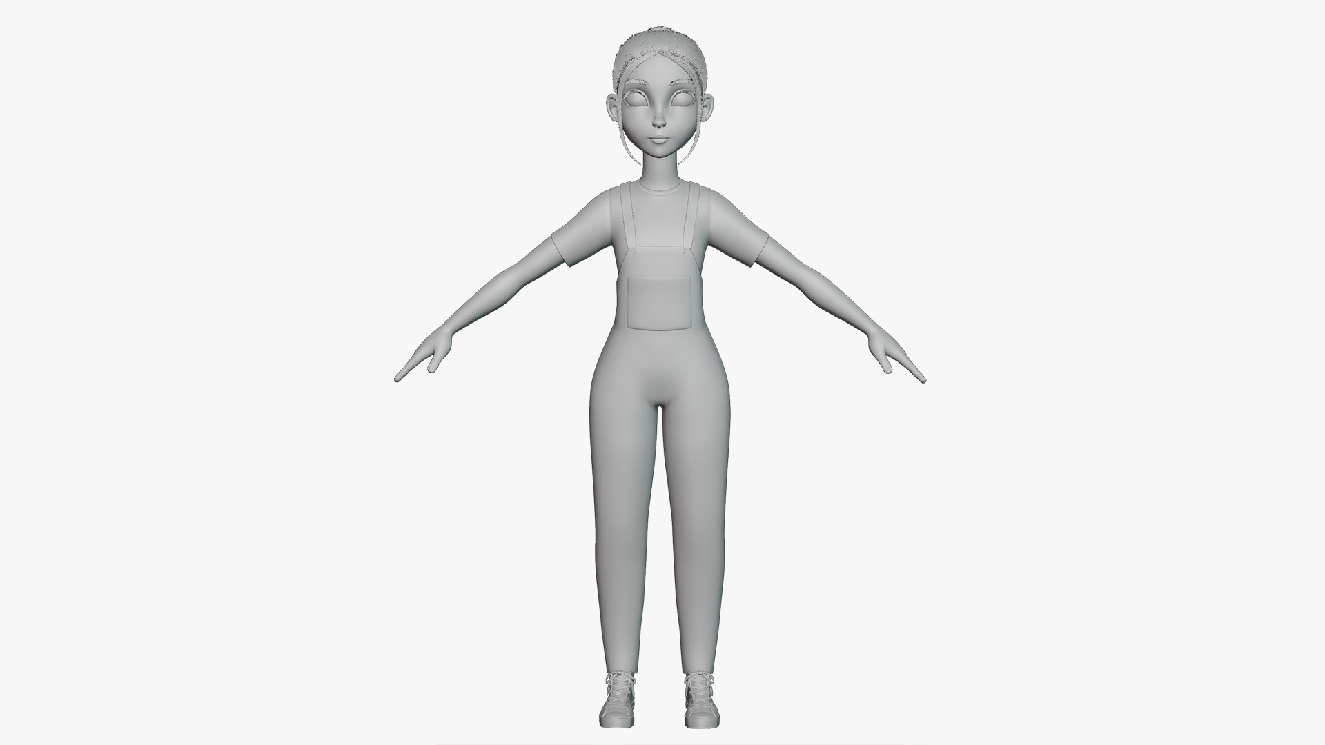Teen Stylized Girl Rigged Low-poly 3D model_35