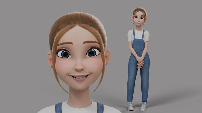Teen Stylized Girl Rigged Low-poly 3D model