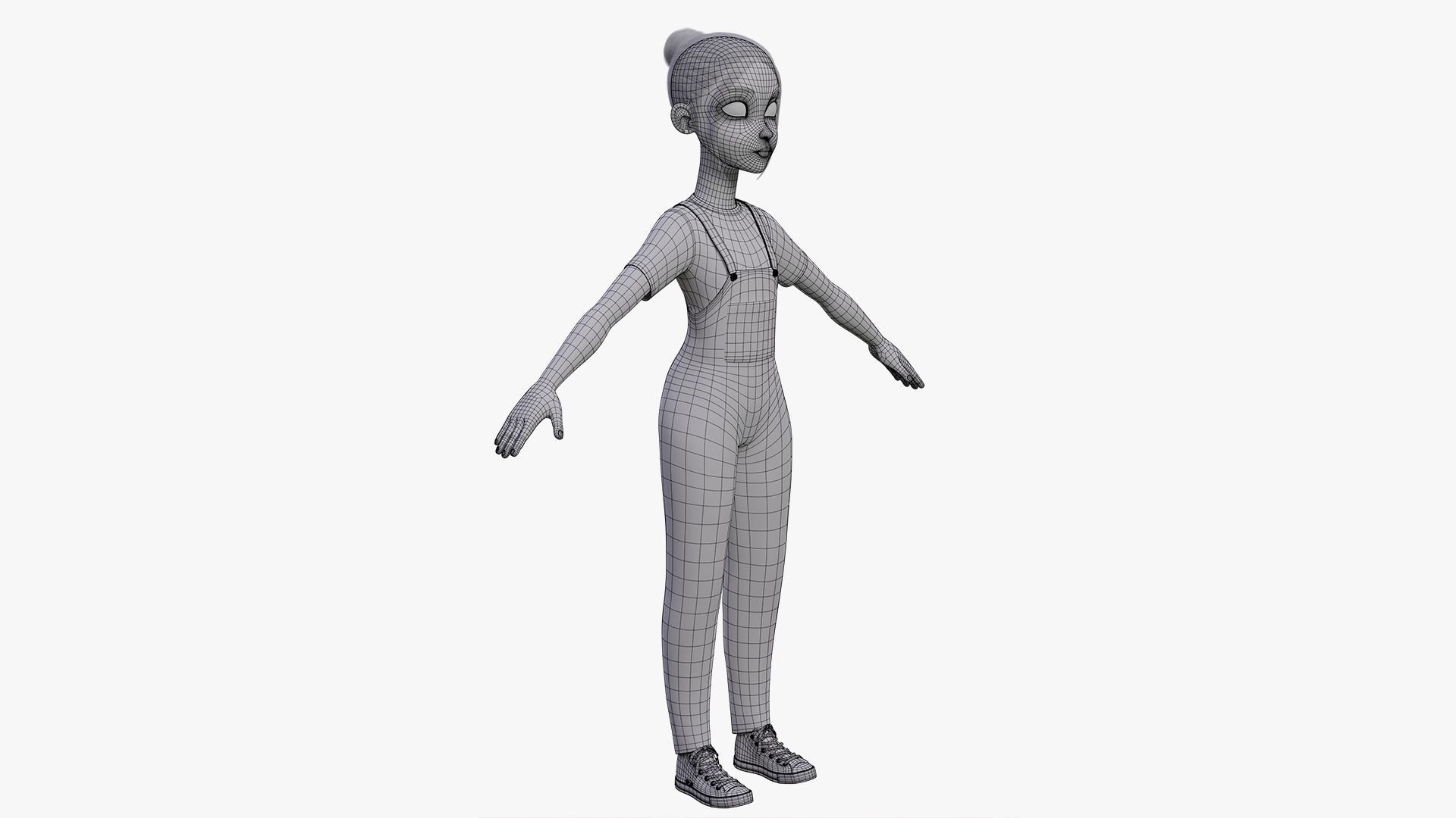 Teen Stylized Girl Rigged Low-poly 3D model_33