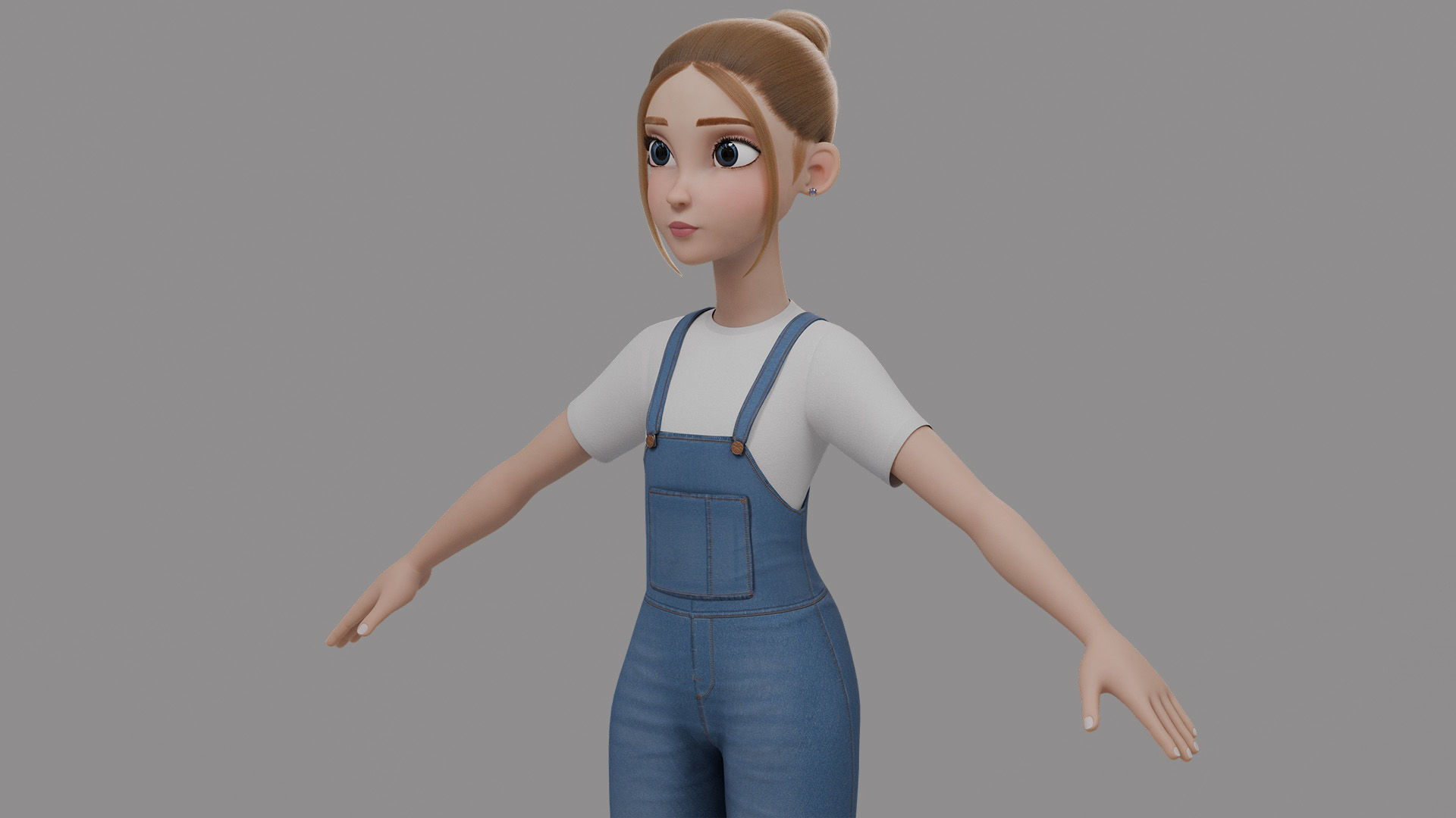 Teen Stylized Girl Rigged Low-poly 3D model_13
