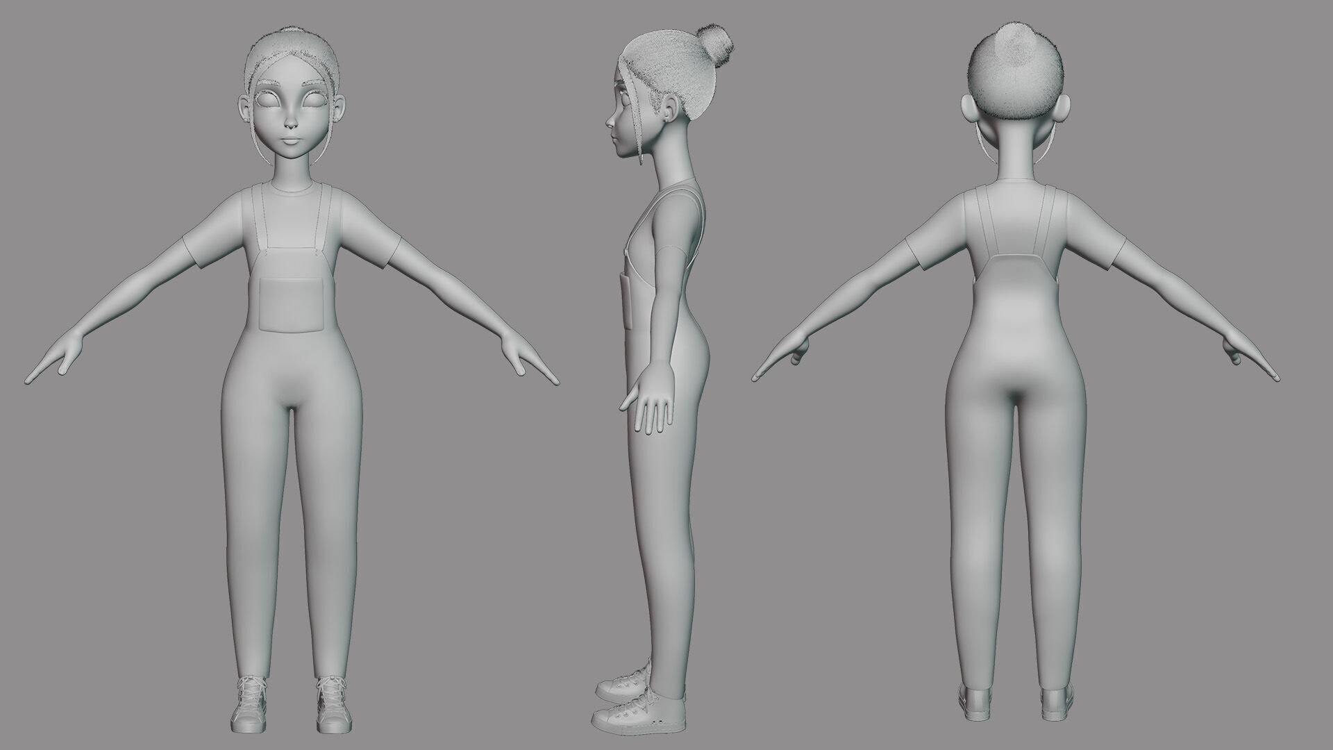 Teen Stylized Girl Rigged Low-poly 3D model_26