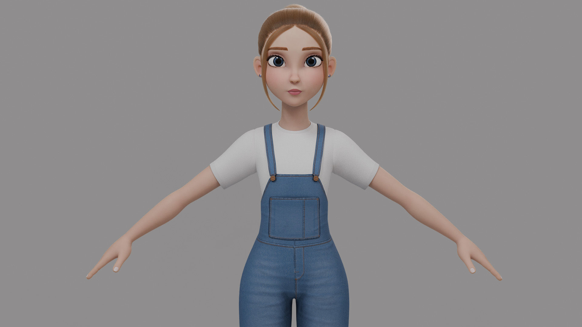 Teen Stylized Girl Rigged Low-poly 3D model_11
