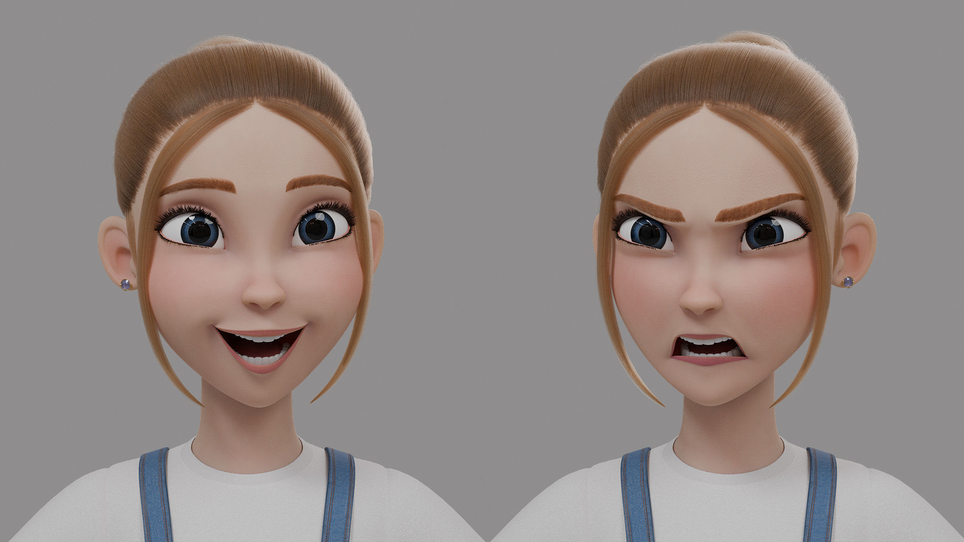 Teen Stylized Girl Rigged Low-poly 3D model_2