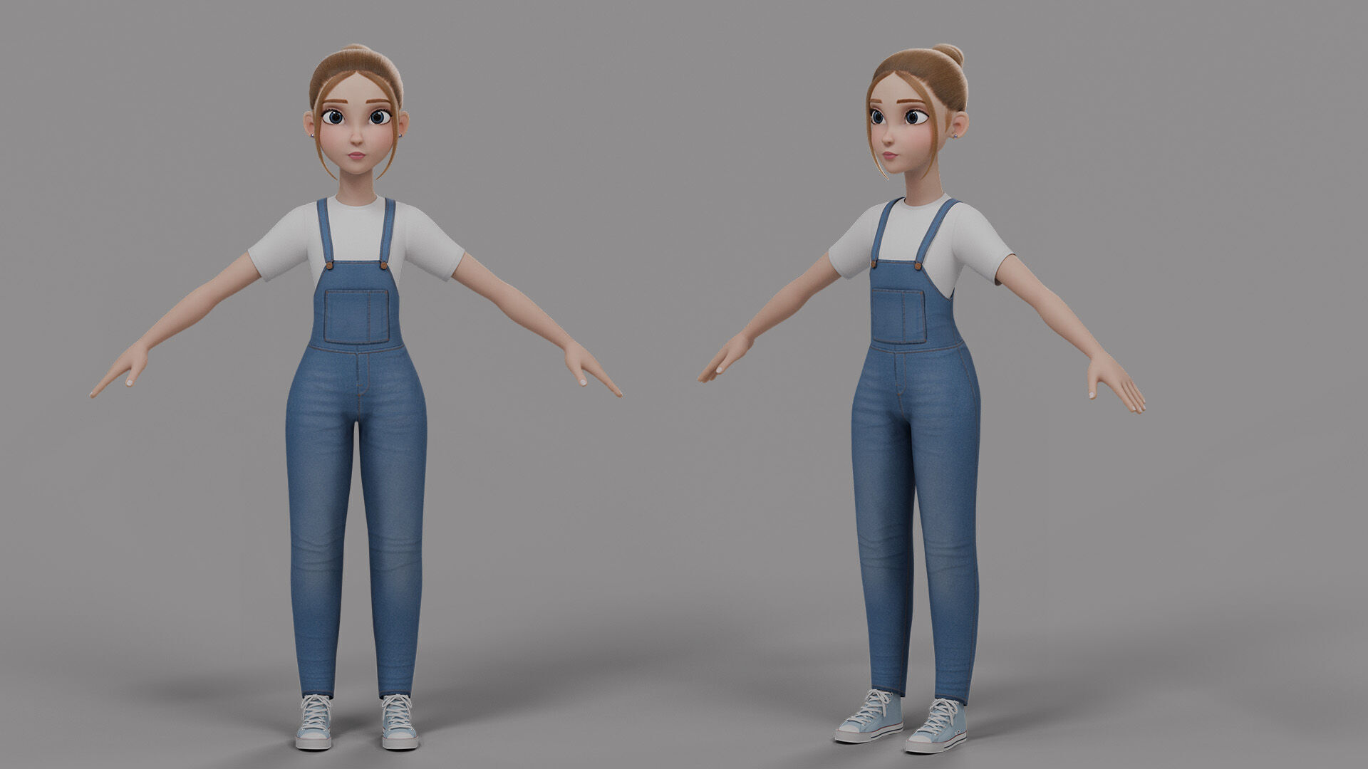 Teen Stylized Girl Rigged Low-poly 3D model_19