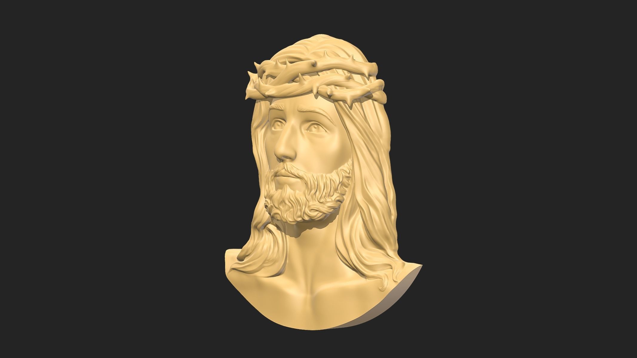 Jesus head pendant 3D print model_2