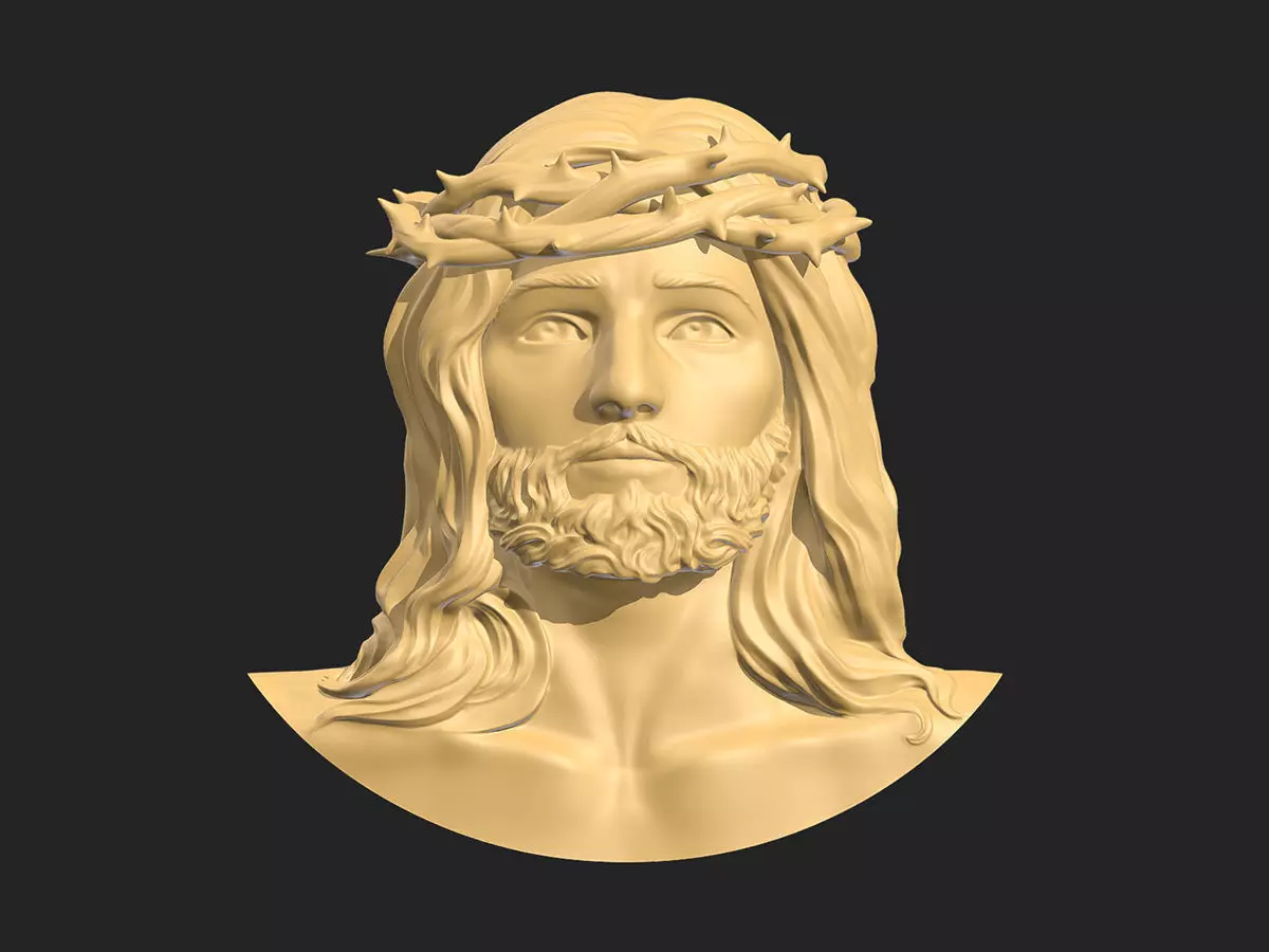 Jesus head pendant 3D print model_0