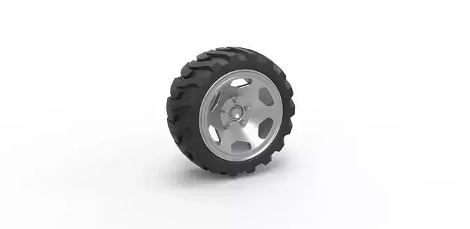 Demolition derby rear wheel Scale 1 to 25 3D print model