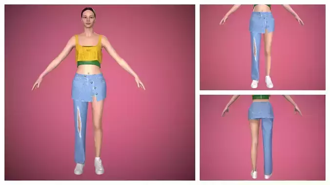 Skirt and pant denim jean only