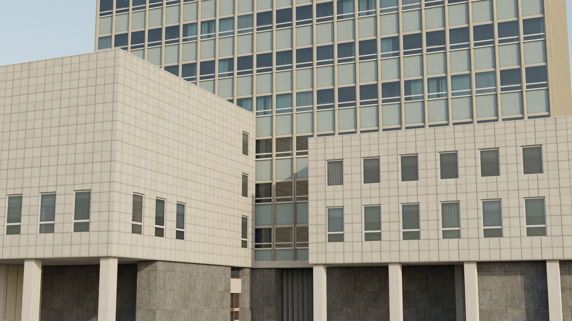 Camberwell Magistrates Court - Modernist London Office Building Low-poly 3D model_3