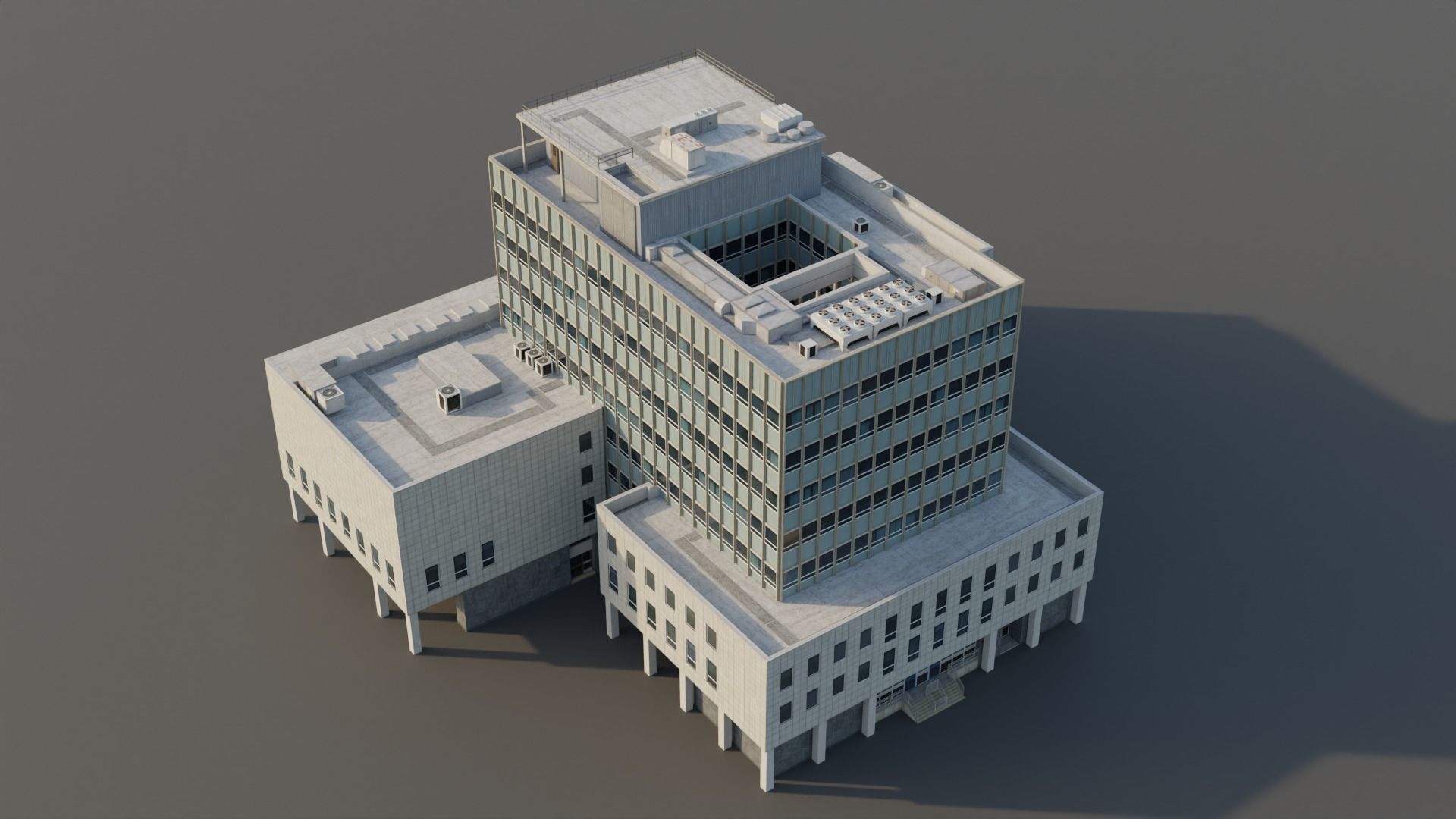 Camberwell Magistrates Court - Modernist London Office Building Low-poly 3D model_2
