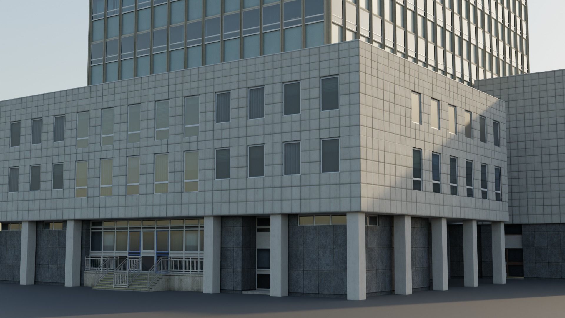 Camberwell Magistrates Court - Modernist London Office Building Low-poly 3D model_6