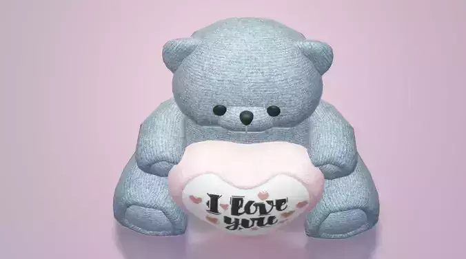 Teddy bear holds a hearth it says i love you