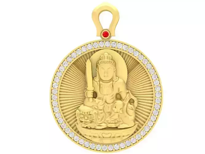 diamond Buddha Manjusri Bodhisattva Lucky Amulet Pendant 3614