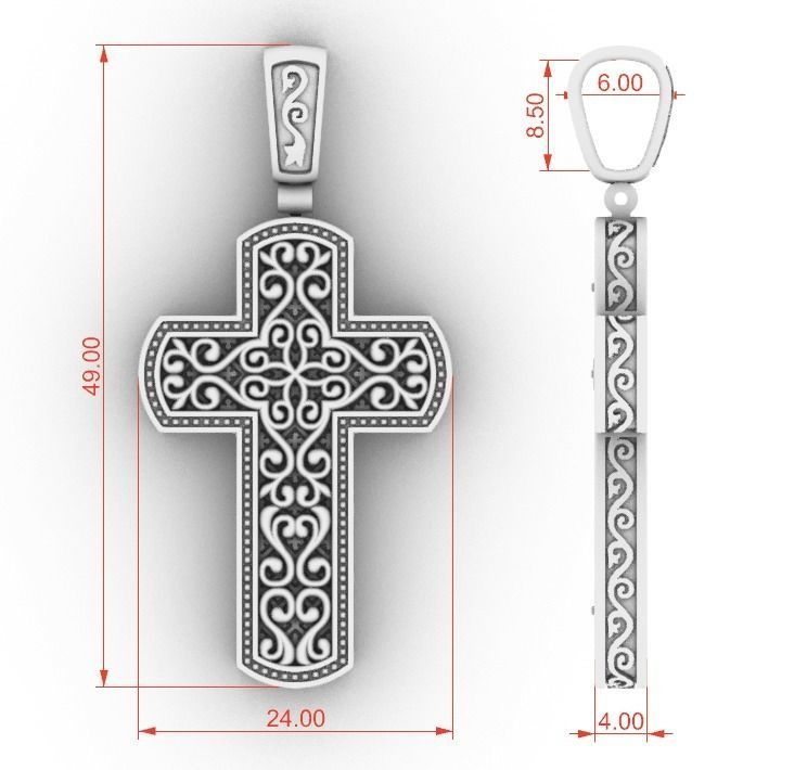 Filigree cross wood with patterns in the old style  744 3D print model_13