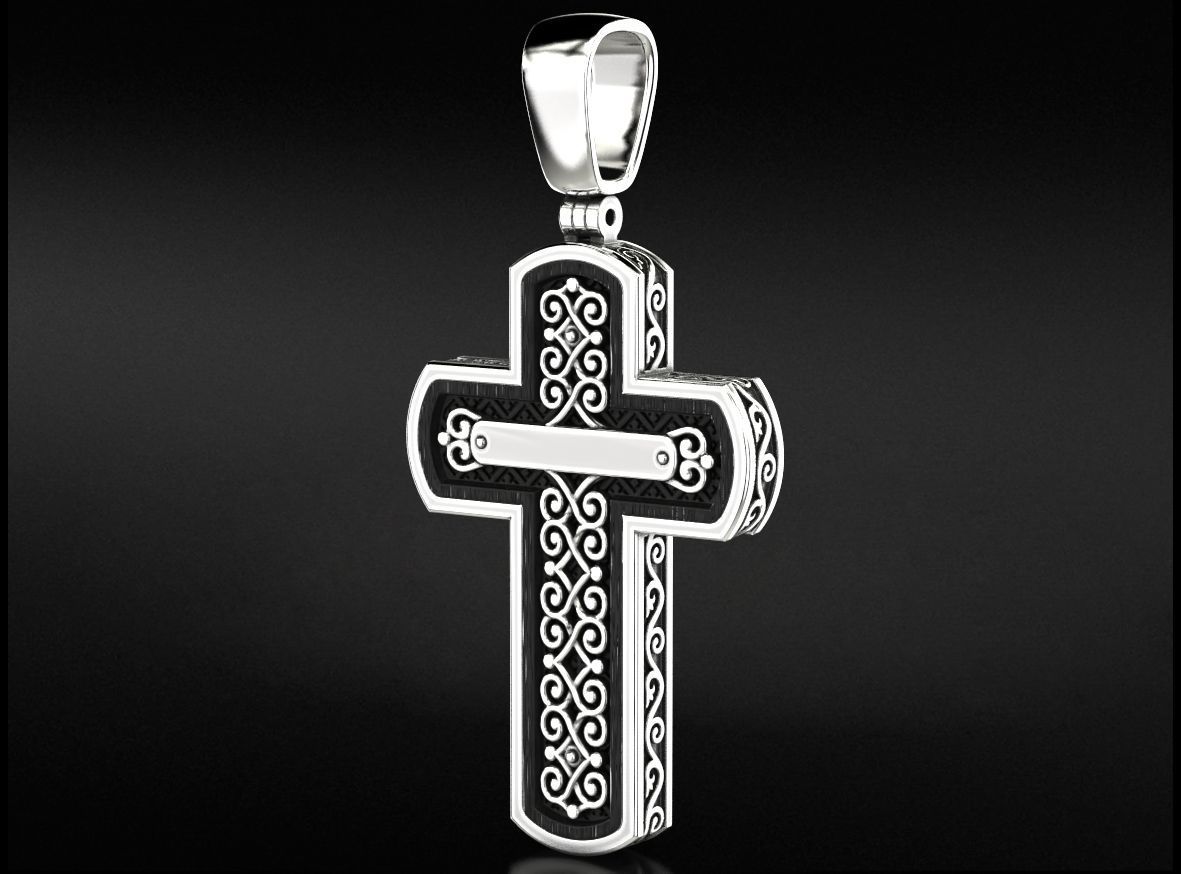 Filigree cross wood with patterns in the old style  744 3D print model_2