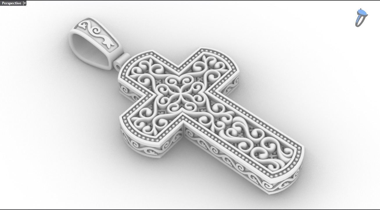 Filigree cross wood with patterns in the old style  744 3D print model_12
