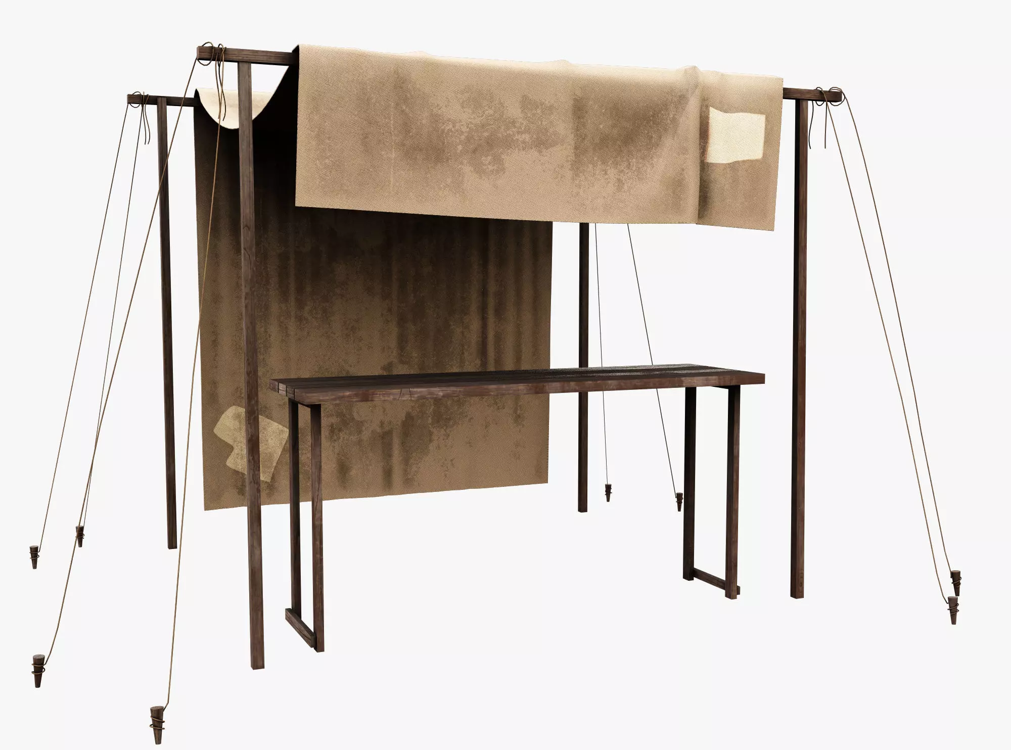 Market Stall Cotton Low-poly 3D model_0