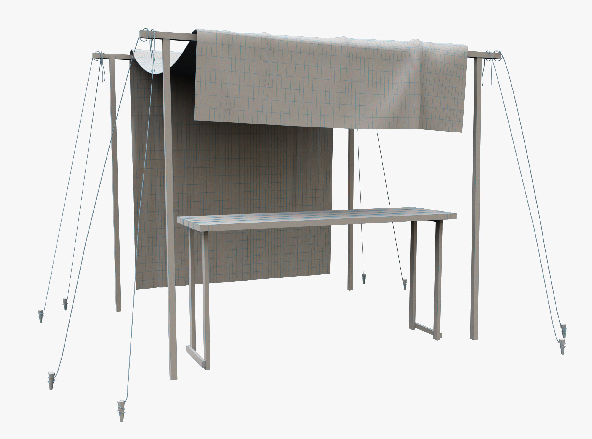 Market Stall Cotton Low-poly 3D model_3