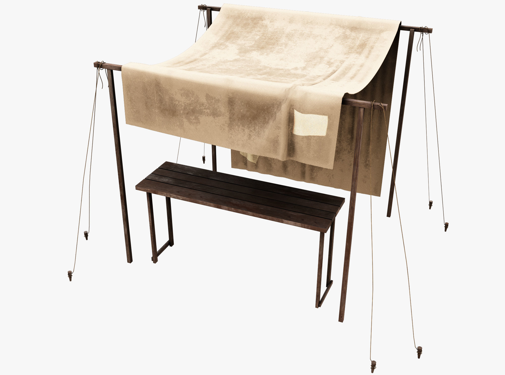 Market Stall Cotton Low-poly 3D model_2