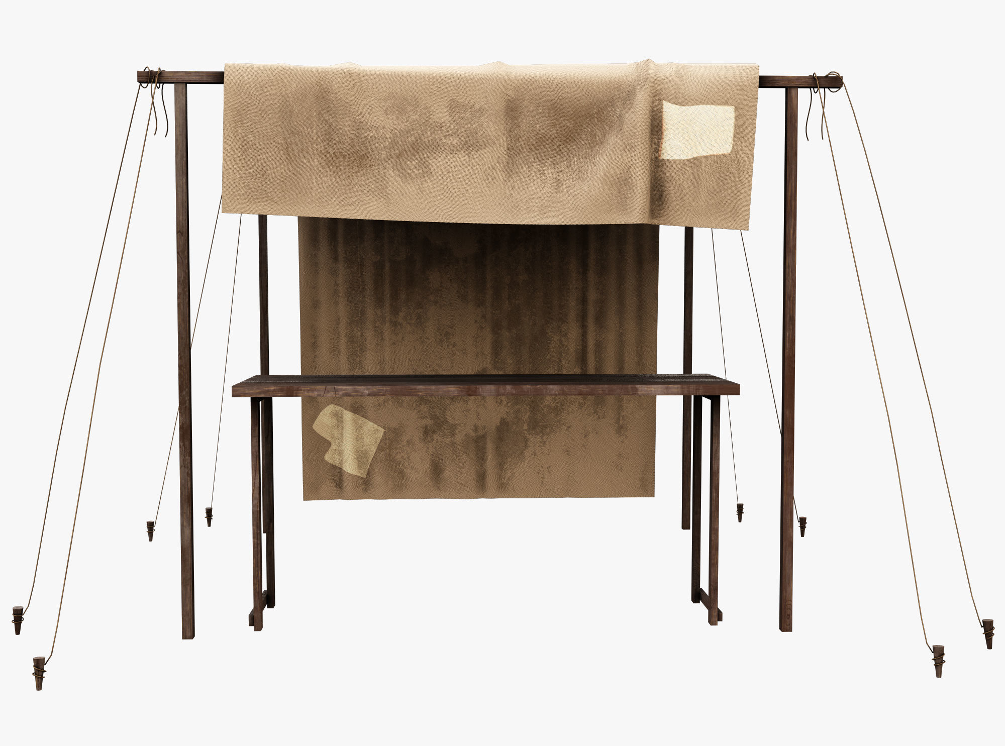 Market Stall Cotton Low-poly 3D model_1