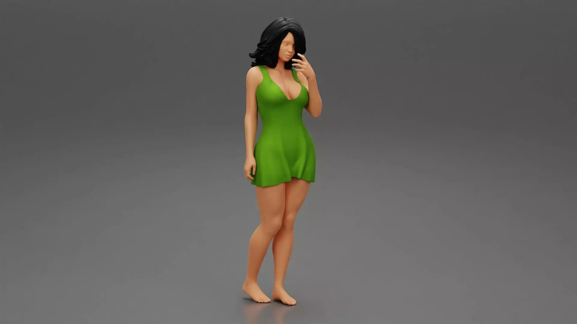 Young Woman Posing in a Tight Short Mini Dress 3D print model