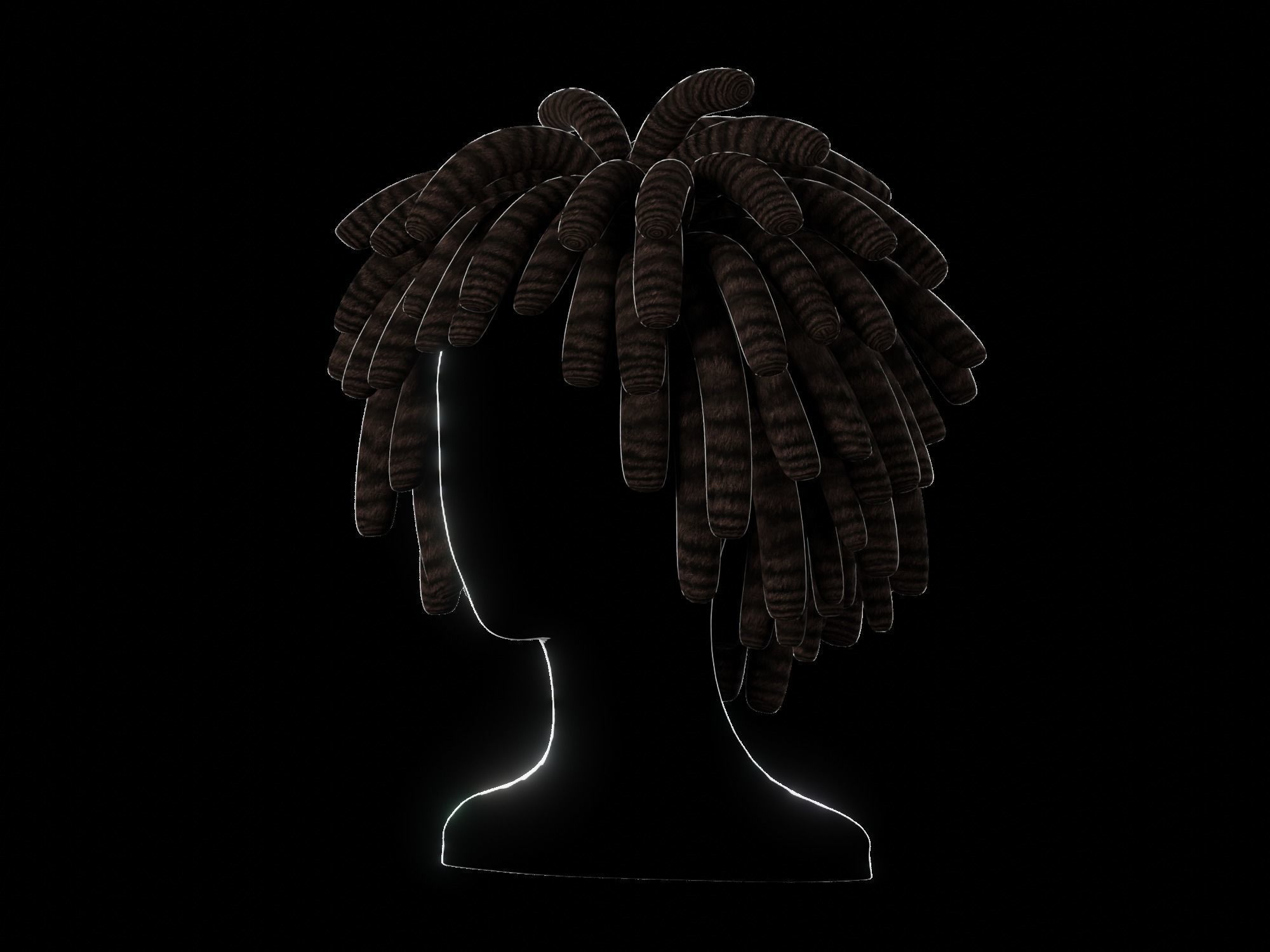 3D Male Hair 006 Dreadlock 3D model_2