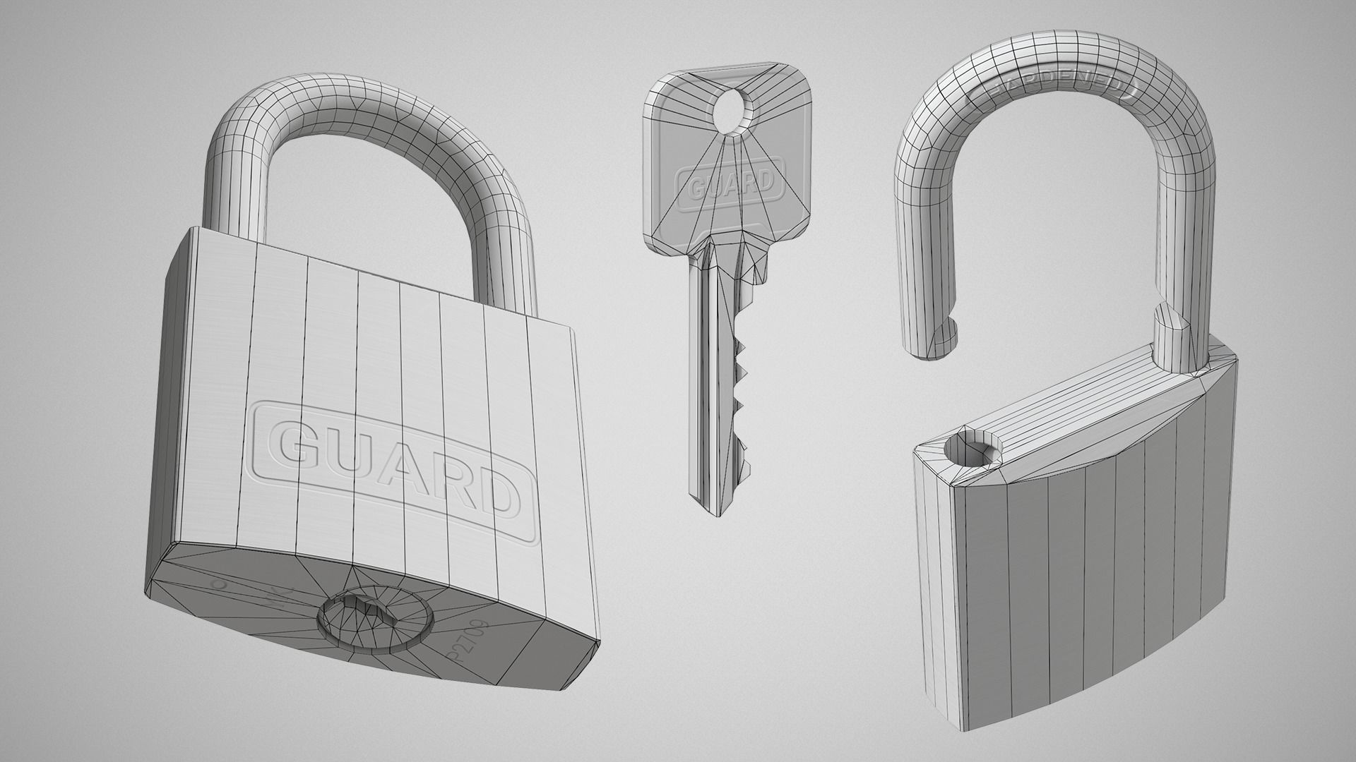 Padlock 002 Low-poly 3D model_1