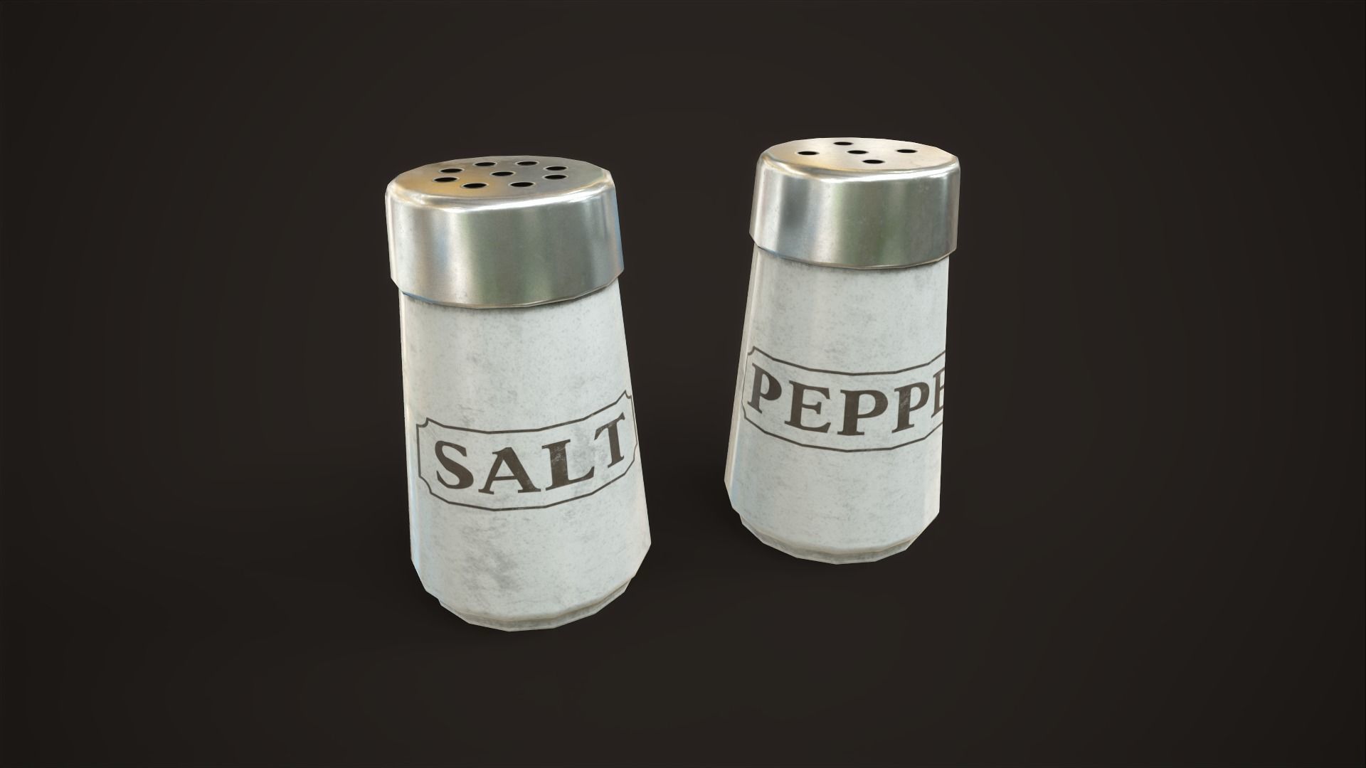 Grocery set ketchup mustard oil salt pepper soy sauce Low-poly 3D model_6