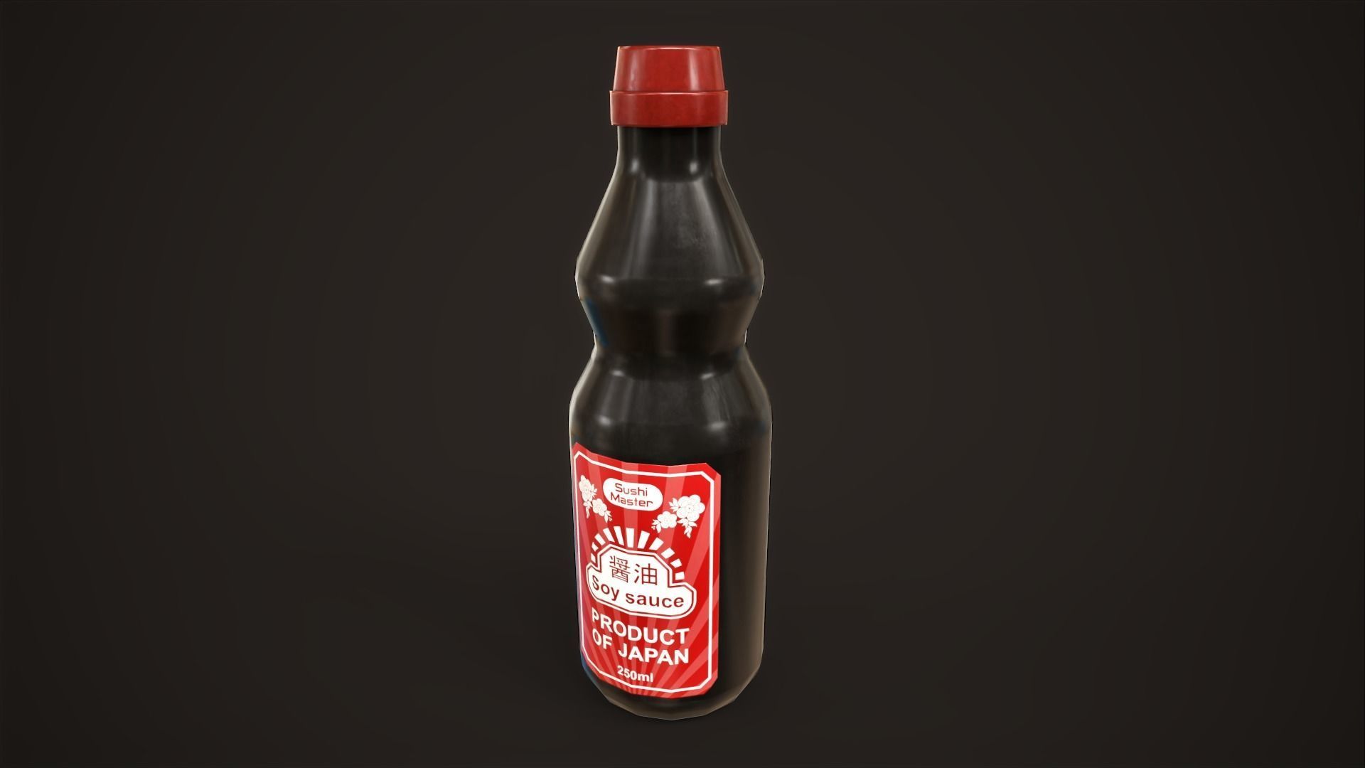 Grocery set ketchup mustard oil salt pepper soy sauce Low-poly 3D model_7