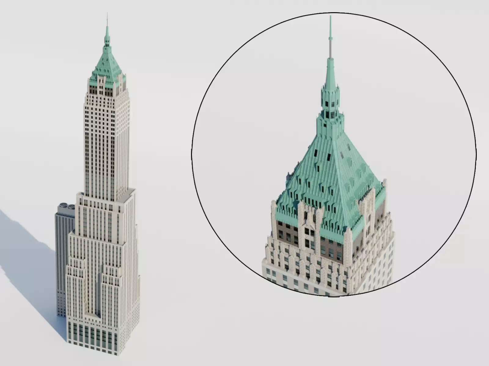 NYC 40 Wall Street Building Low-poly 3D model_0