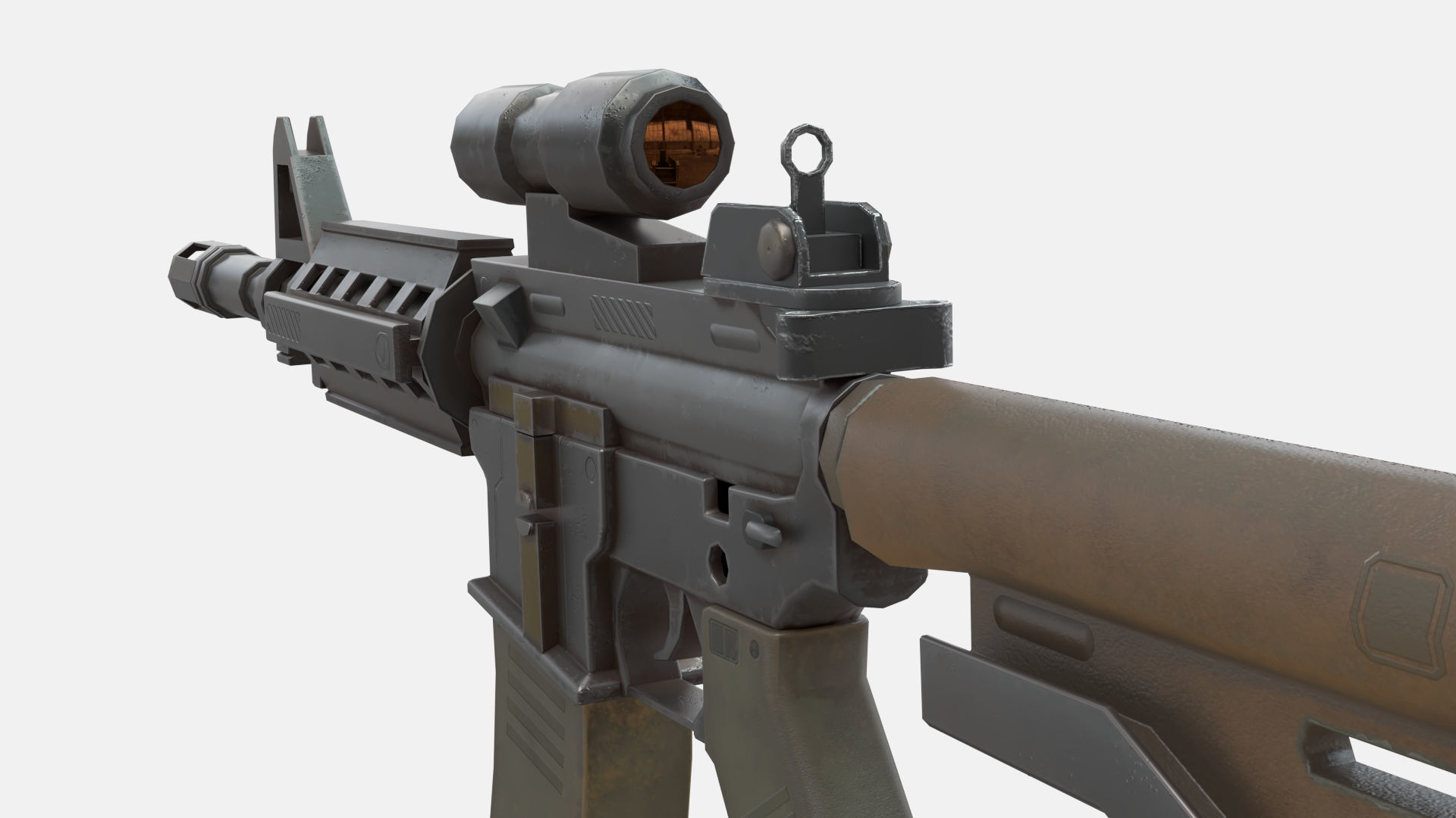 M4 Gun Low-poly 3D model_8