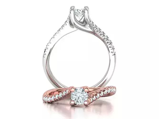 40 pointer Stone Solitaire Promise Ring French Pave Setting  3D print model