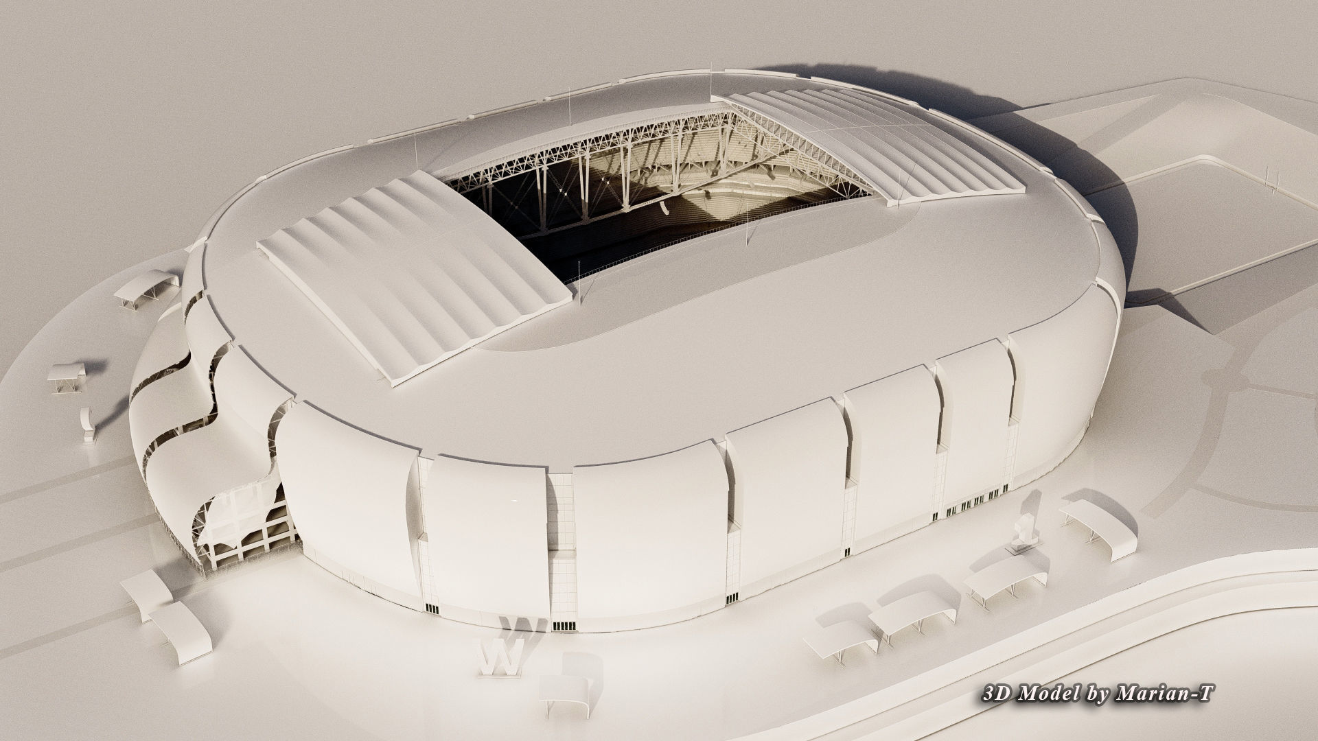 State Farm Stadium Arizona USA Low-poly 3D model_14