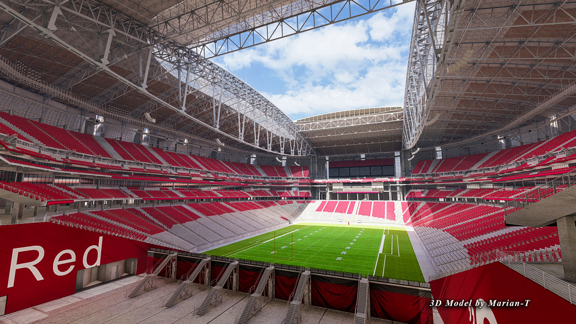 State Farm Stadium Arizona USA Low-poly 3D model_7