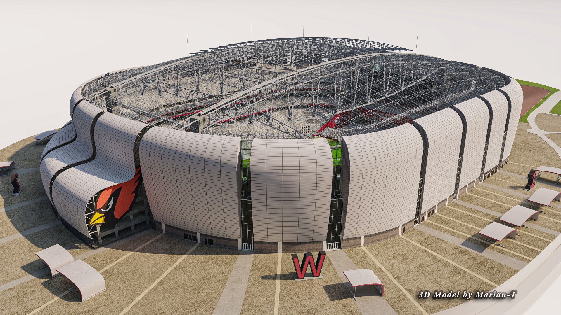 State Farm Stadium Arizona USA Low-poly 3D model_40