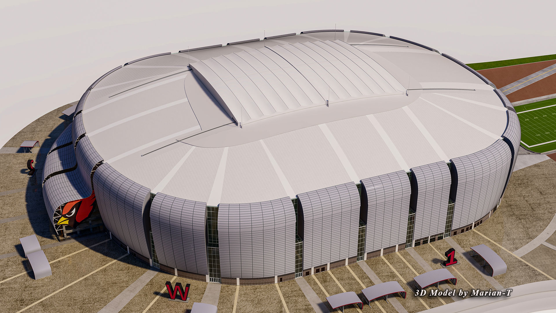 State Farm Stadium Arizona USA Low-poly 3D model_12