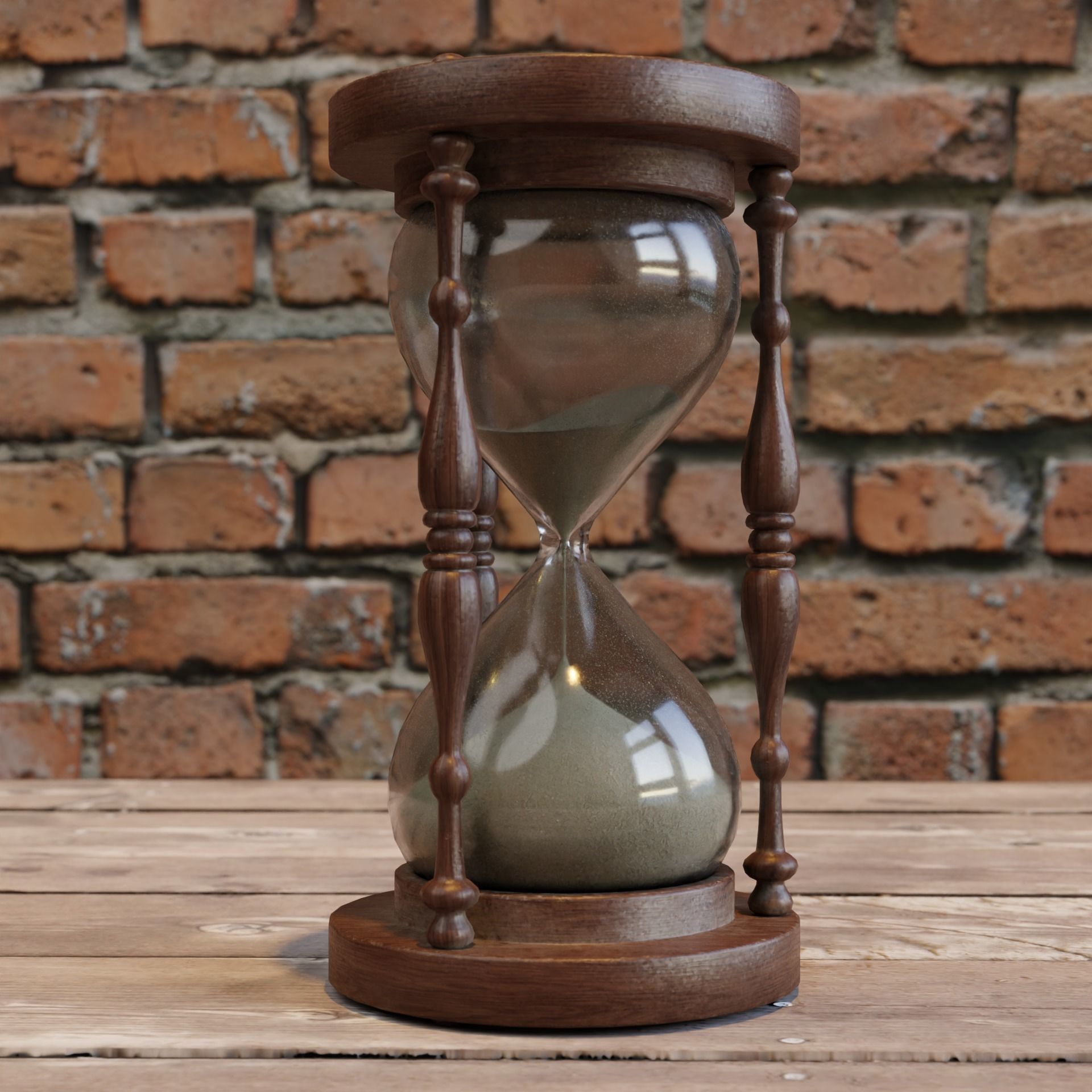 Hourglass old worn Low-poly 3D model_7