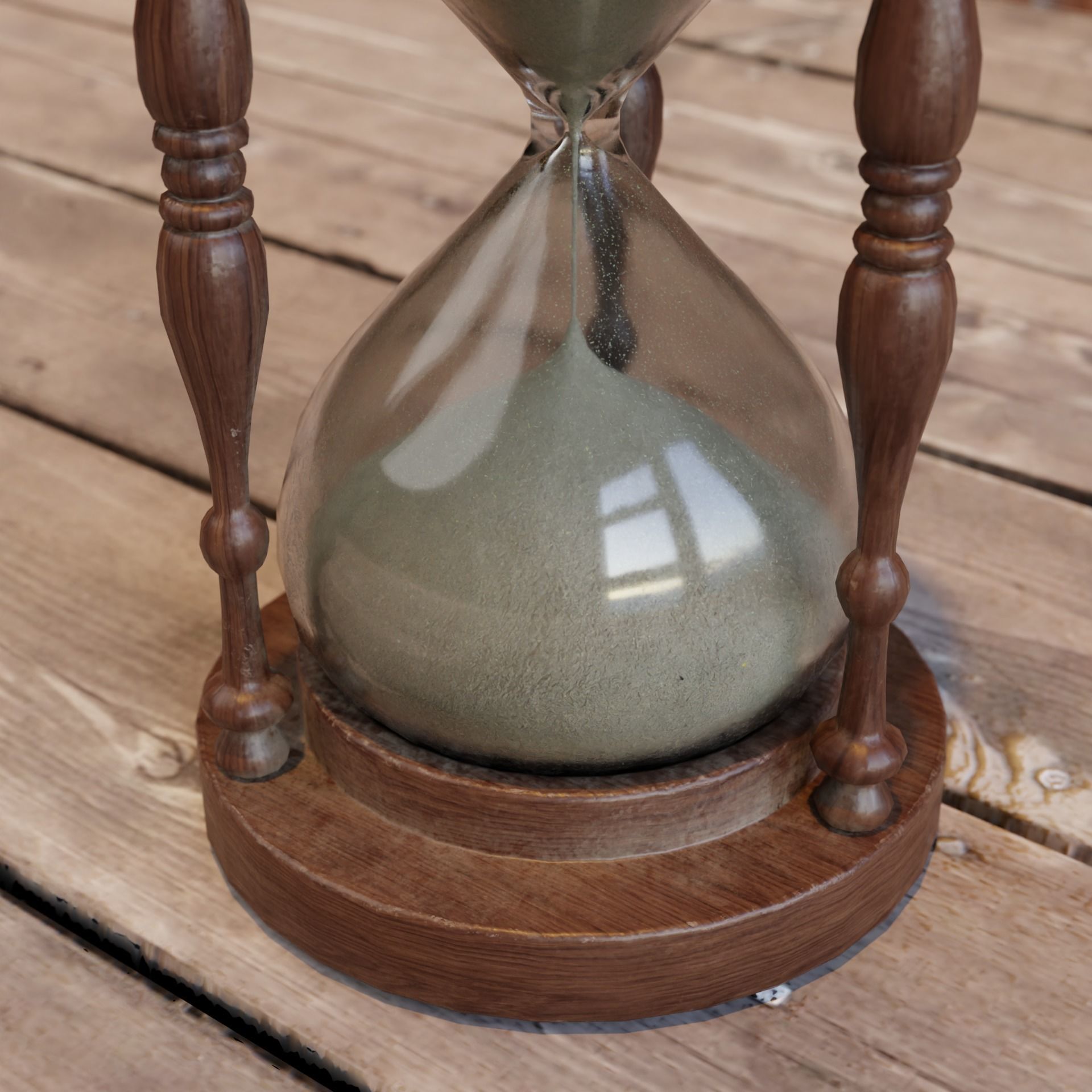 Hourglass old worn Low-poly 3D model_2