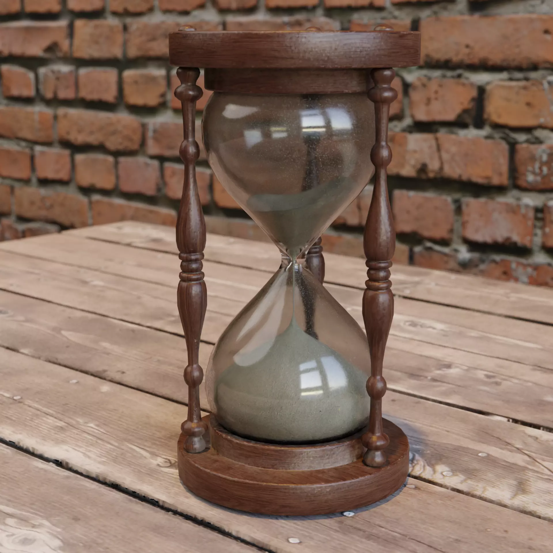 Hourglass old worn Low-poly 3D model_0
